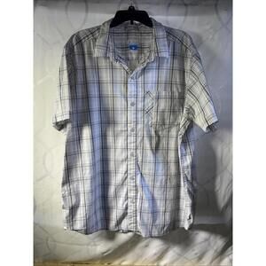 Columbia Omni-Wick Men's Striped Check Button Front Short Sleeve Shirt Blue 2XL